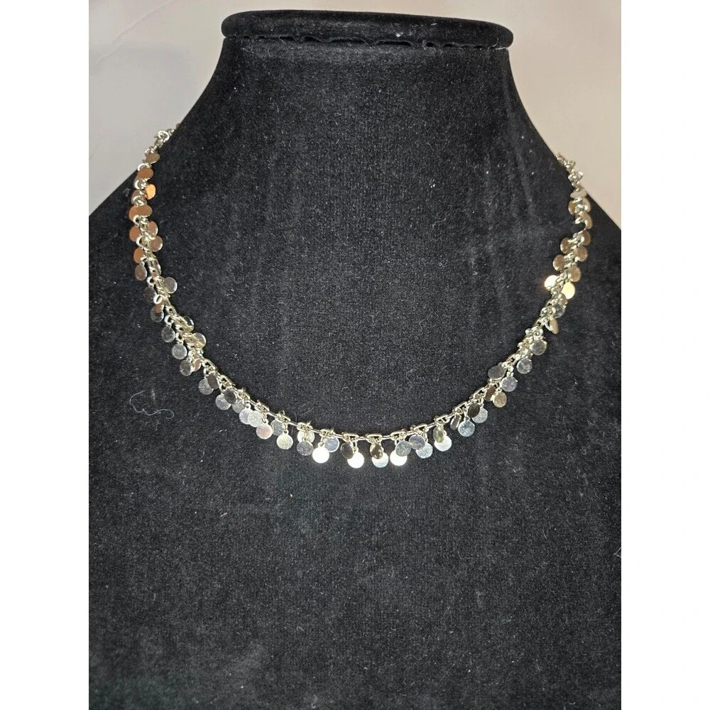 Silver Tone Necklace Circular Charms Hook Closure - Picture 4 of 6